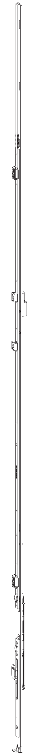 GU-ITALIA -  Catenaccio UNI-JET asta a leva altezza maniglia fissa per seconda anta - gr / dim. 1690 - alt. man. LEVA ZH - lbb/hbb 1601 - 1850