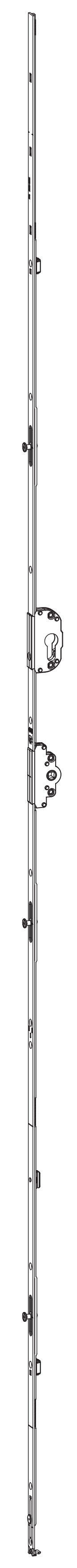 GU-ITALIA -  Cremonese UNI-JET anta ribalta altezza maniglia fissa con foro cilindro sopra la maniglia e quadro - gr / dim. 2190 - entrata 45 - alt. man. 950 - lbb/hbb 2101 - 2350