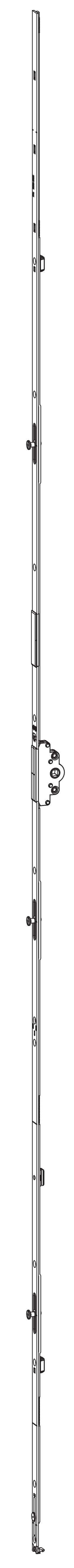 GU-ITALIA -  Cremonese UNI-JET anta ribalta altezza maniglia fissa con piedino senza dss per ribalta - gr / dim. 1690 - entrata 25 - alt. man. 600 - lbb/hbb 1601 - 1850