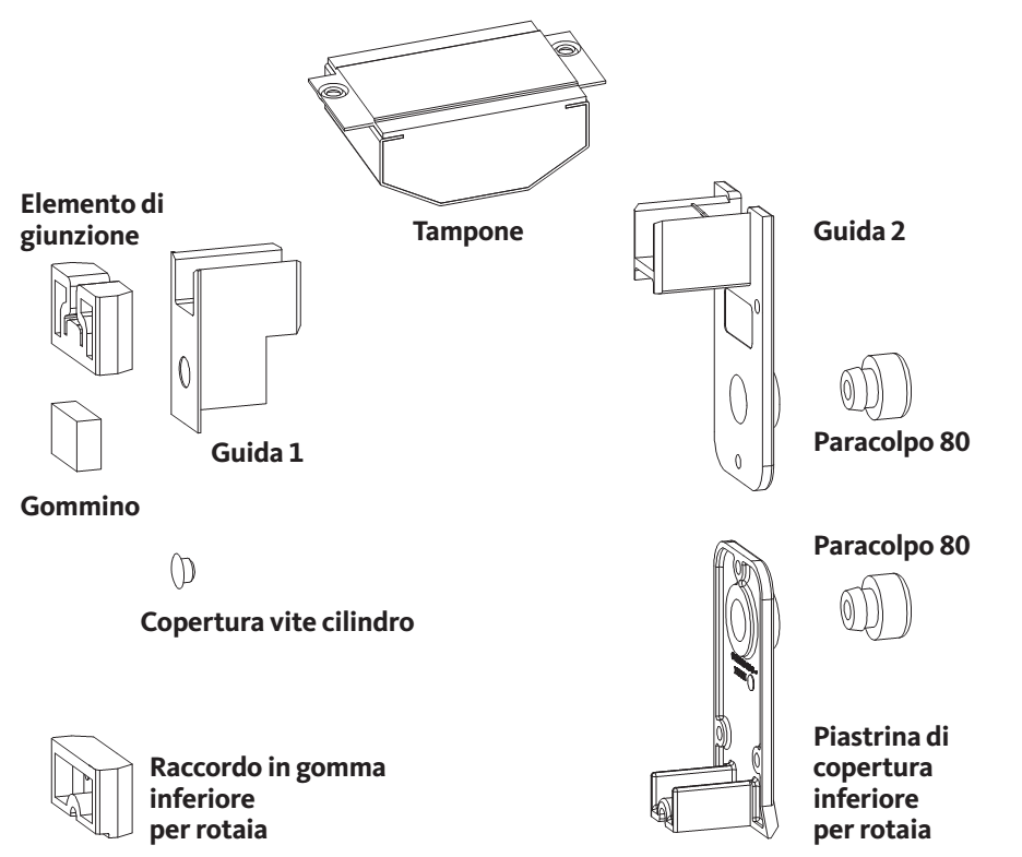 GU-ITALIA -  Tappo HS 934 - 937 confezione accessori guida per alzante scorrevole - col. GRIGIO - note PER ROTAIA DA 5 MM