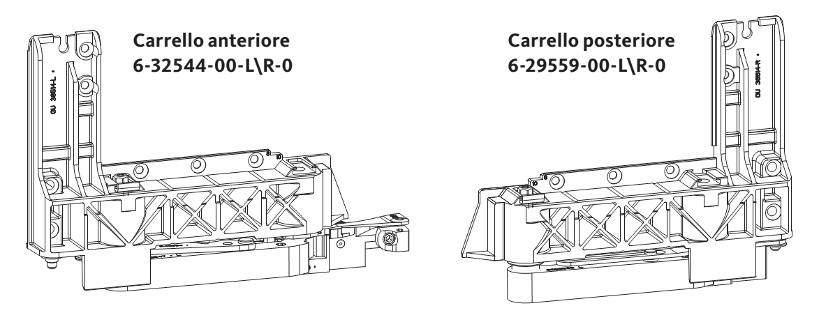 GU-ITALIA -  Carrello GU-966 confezione per scorrevole parallelo complanare - dimensioni DX - ANTERIORE - POSTARIORE - note ANTERIORE - POSTERIORE - info MANIGLIONE DI APERTURA A DX CARRELLO DX -- MANIGLIONE DI APERTURA A SX CARRELLO SX