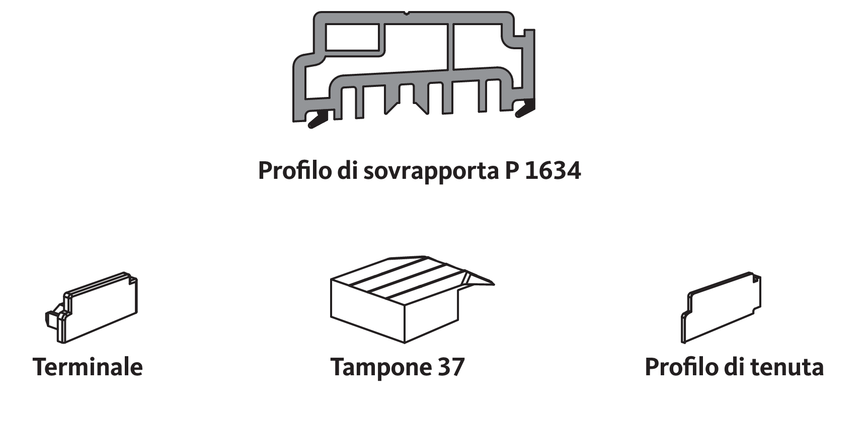 GU-ITALIA -  Profilo FLATSTEP 167.5 confezione profilo sovrapporta con accessori - col. NERO - lunghezza 3300 - lb 0 - 3300