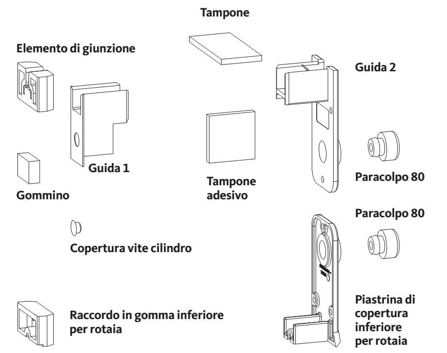 GU-ITALIA -  Tappo HS 934 - 937 confezione accessori guida per alzante scorrevole - col. NERO - note PER ROTAIA 5 MM - info P 741