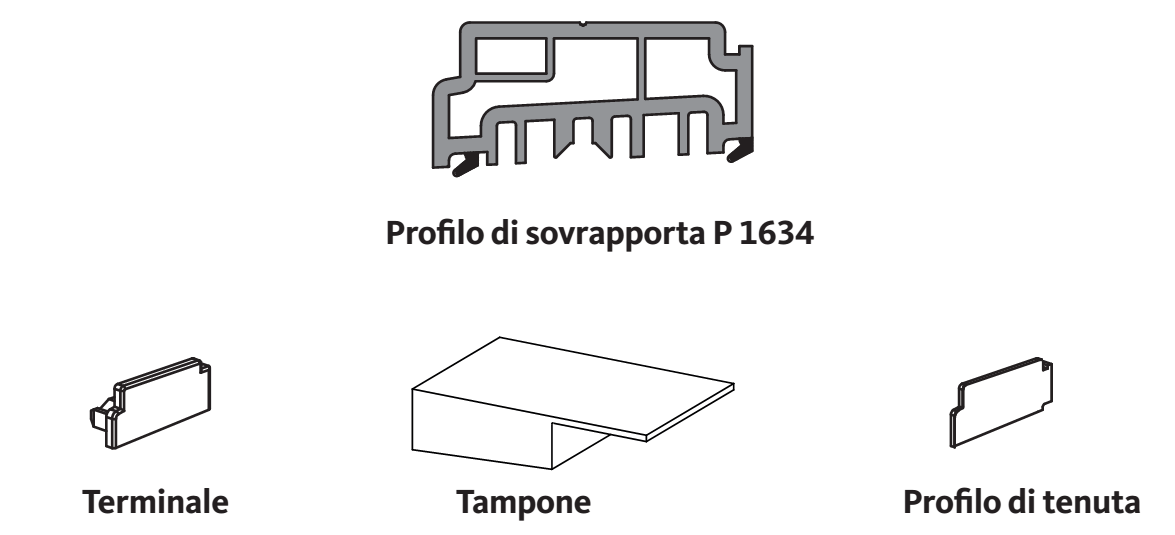 GU-ITALIA -  Profilo FLATSTEP 222 confezione profilo sovrapporta con accessori - col. ARGENTO - lunghezza 0 - 3300