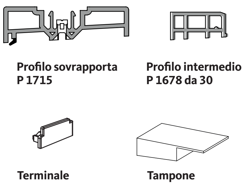 GU-ITALIA - Kit Profilo HS 934 - 937 per sovrapporta - col. GRIGIO - lunghezza 3300