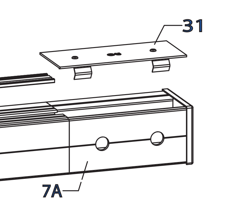 GU-ITALIA -  Adattatore GU 923 per binario inferiore scorrevole a libro - col. ARGENTO - note 31 =6 - 37083 - 00 - 0 - - 7A= 9 - 47431 - 11 - 0