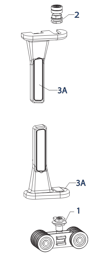 GU-ITALIA -  Kit GU 923 carrello per scorrevole a libro - col. BIANCO RAL 9016 - a: 1 = 6 - 35981 - 00 - 0 - b: 2 = 6 - 36053 - 00 - 0 - c: 3A = 6 - 37740 - 00 - L - d: 3A = 6 - 37740 - 00 - L