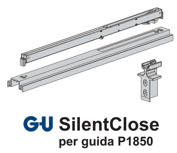 GU-ITALIA -  Freno SILENTCLOSE d'arresto per alzante scorrevole - col. GRIGIO - note PER GUIDA P 1850 - info DA 200 A 400 KG