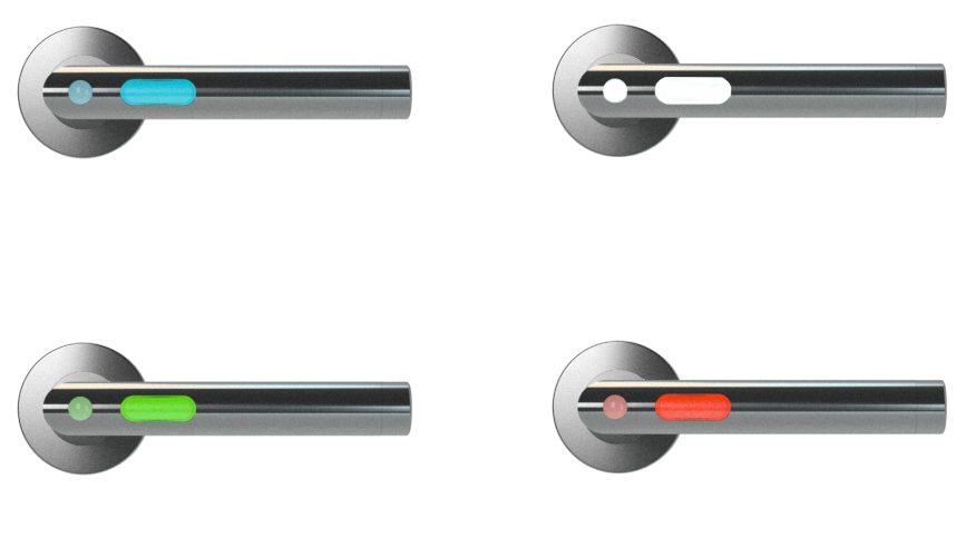 GU-ITALIA -  Maniglia LUMIA coppia con rosette e bocchette ovali foro yale - col. INOX