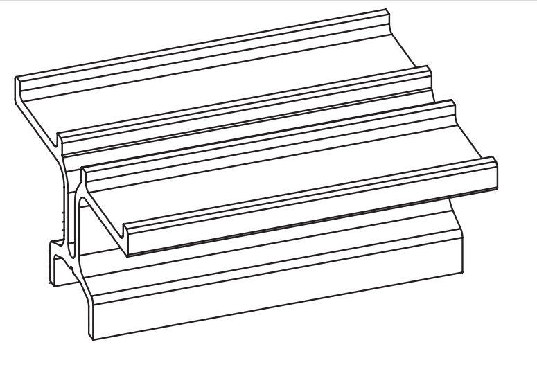 GU-ITALIA -  Guida HS 934 - 937 superiore alta - mat. ALLUMINIO - col. ARGENTO - note  EV1 - dimensioni 5000