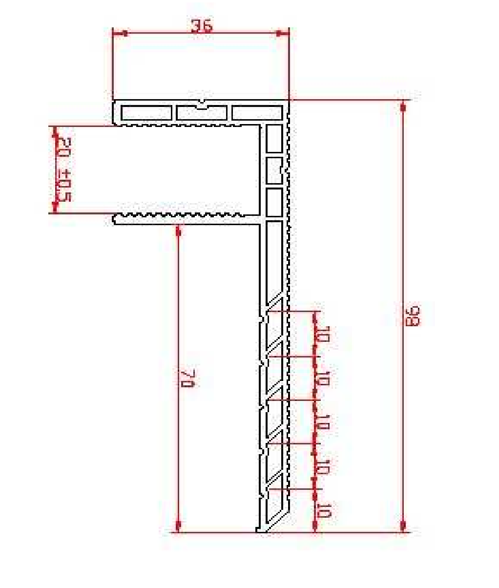 GU-ITALIA -  Profilo CONTROTELAIO termico per serramenti pvc - alluminio - legno - mat. PVC - col. BIANCO RAL 9016 - note SPALLA DA 50 - dimensioni 6500