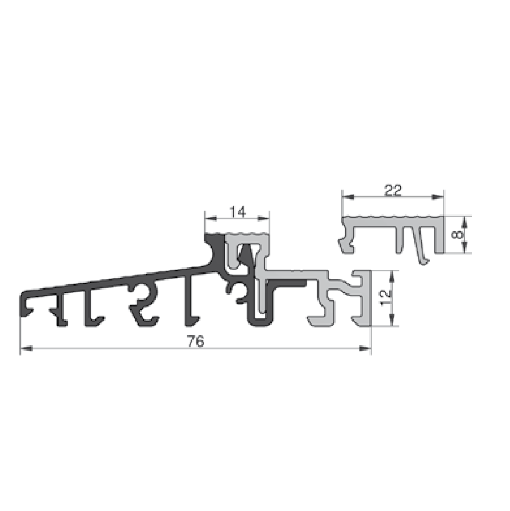 GKG -  Gocciolatoio TS grondaia per portabalcone - mat. ALLUMINIO - b mm L 4500 - spessore 76