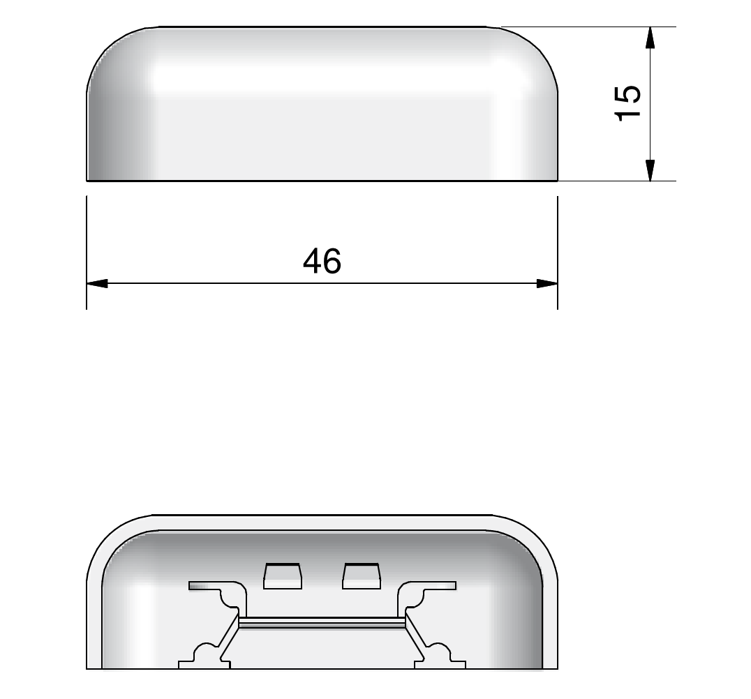 GKG -  Cappetta WS35 per drenaggio condensa - largh. 15 - lungh. 46 - note 28 - 30 X 5