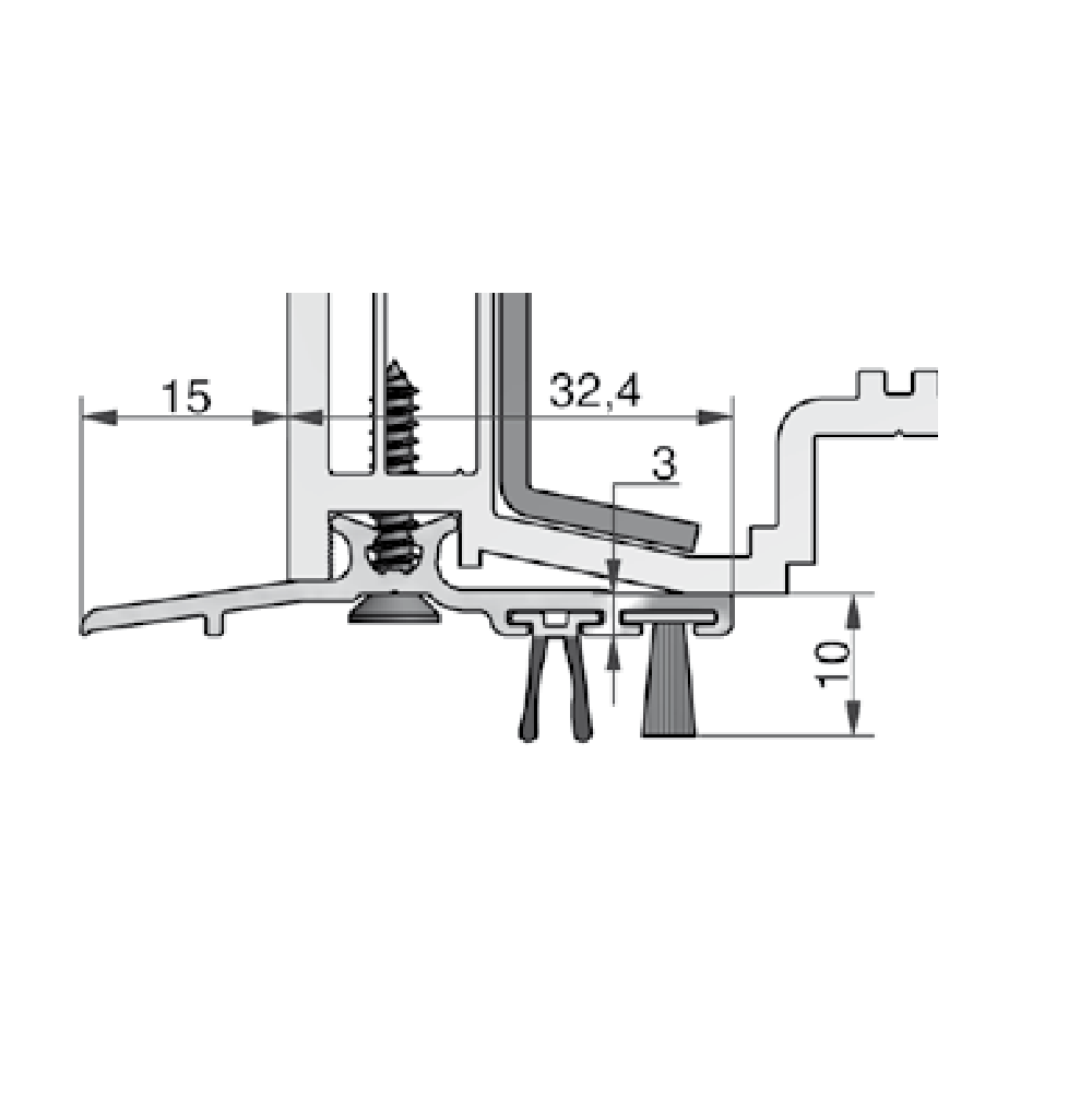 GKG -  Gocciolatoio WSA grondaia per portabalcone - mat. ALLUMINIO - b mm L 2000 - spessore 10