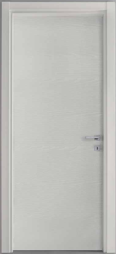 Porta ECO - SIMPLY 70 a battente con cerniere tipo anuba in laminato con mostre in mdf - col. BIANCO LISCIO - l x h x sp 700 X 2100 X 43 - mano DX - SX - note FERRAMENTA CROMO SATINATO