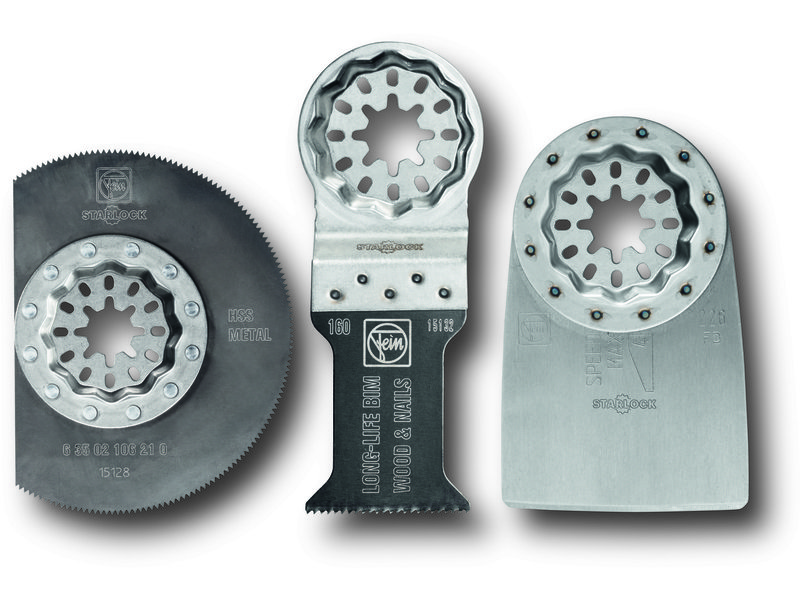 FEIN ITALIA -  Lama E-CUT per multifunzione per materiale da costruzione - lun. 35 - 50 - 28 - tipo di attacco SL - note 1 HSS Ø 85; 1 LONG LIFE 35 MM; 1 SPATOLA RIGIDA