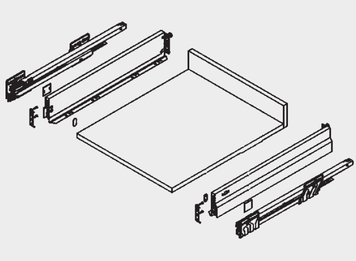 GRASS -  Guida Per Cassetto NOVA PRO CLASSIC kit cassetto ad estrazione totale - lun. 500 - regolazione MOD 600