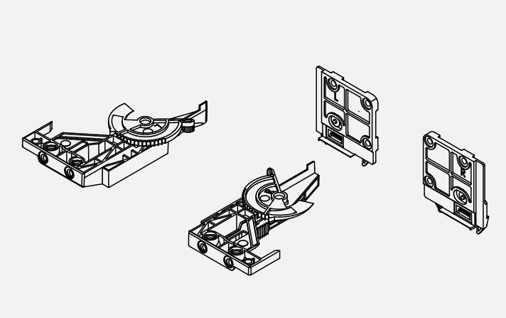 GRASS -  Guida Per Cassetto - Accessori DYNAPRO set innesti a scatto e adattatore di regolazione - regolazione 2 D