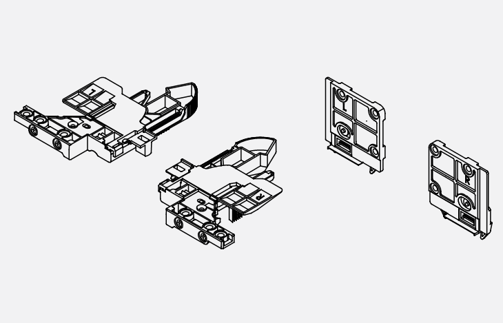 GRASS -  Guida Per Cassetto - Accessori DYNAPRO set innesti a scatto e adattatore di regolazione - regolazione 3 D