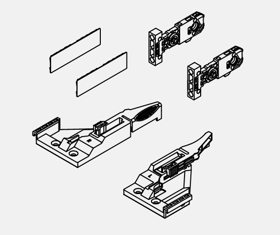 GRASS -  Guida Per Cassetto - Accessori VIONARO set coperchio innesto a scatto e fissaggio del frontale