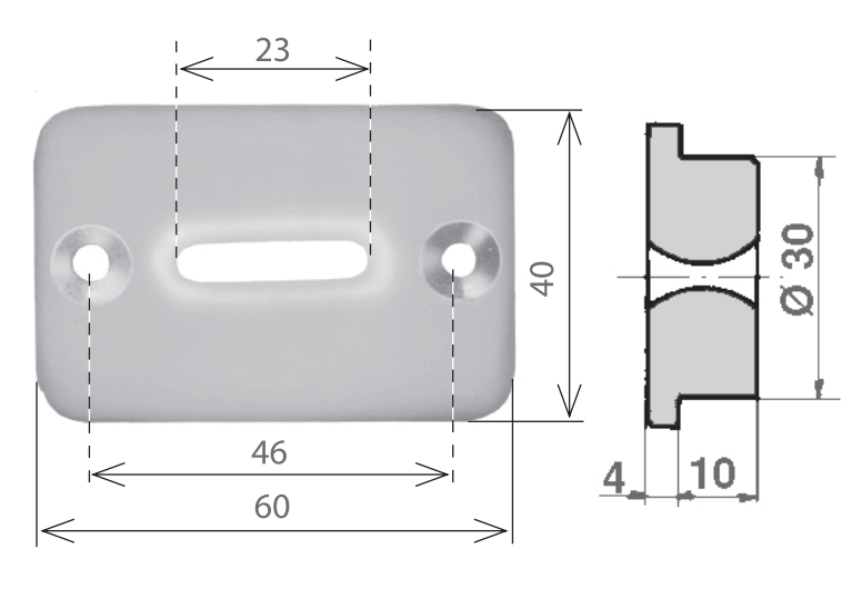 Rullo STAFER guidacinghia scorricinghia orizzontale - mat. NYLON - col. BIANCO - dimensioni 60 X 40 - note I = 46