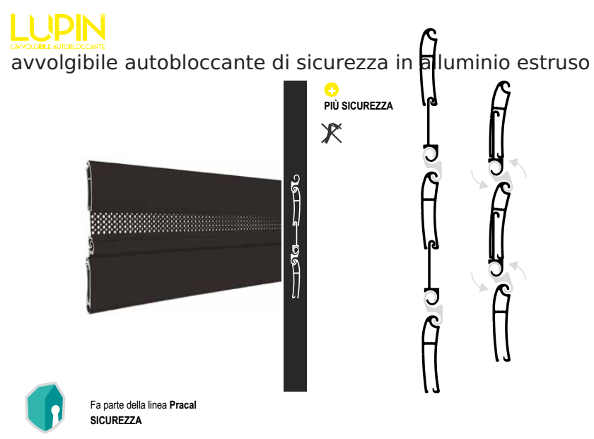 Avvolgibile LUPIN alluminio estruso autobloccante alta densita - solo telo - mat. ALLUMINIO