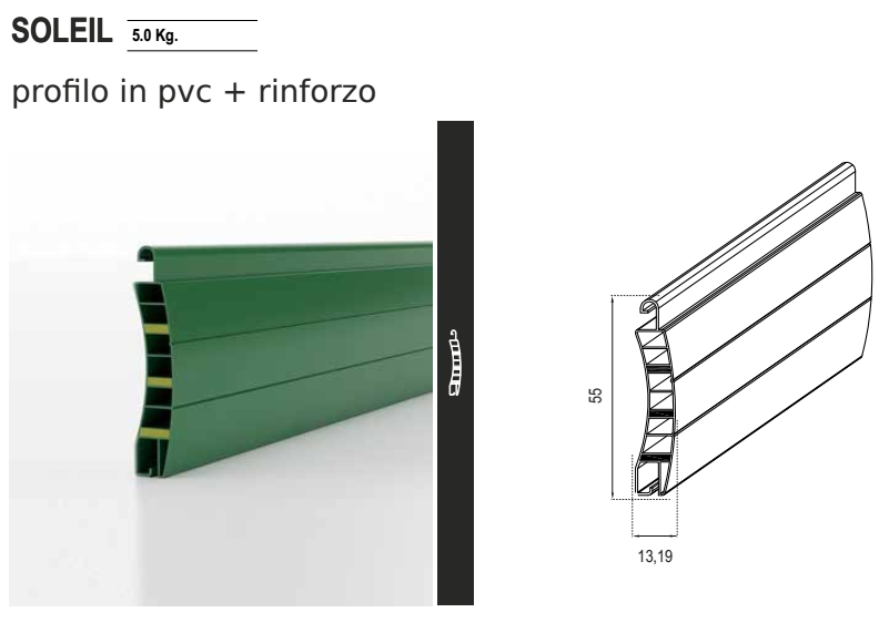 Avvolgibile SOLEIL pvc con rinforzi solo telo - mat. PVC - col. PVC - h 55 - l 13,19 - kg per mq 5,00