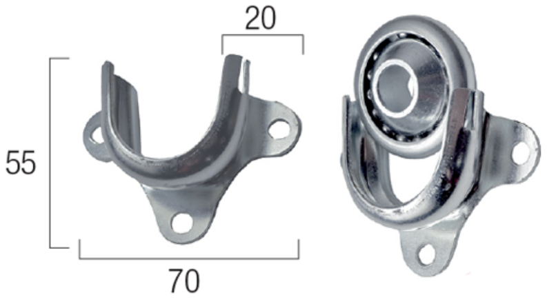 Supporto SUPPORTI E CUSCINETTI ad avvitare cuscinetto per avvolgibile - mat. ACCIAIO - col. ZINCATO BIANCO - note SUPPORTO A CASSONETTO PESANTE CON CUSCINETTO SFILABILE