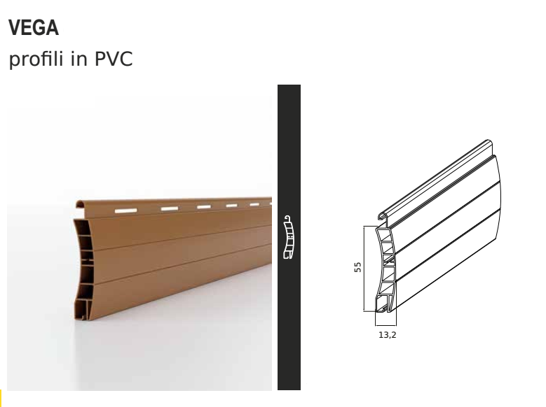 Avvolgibile VEGA 4.5 pvc con rinforzi solo telo - mat. PVC - col. PVC - h 55 - l 13,20 - kg per mq 4,50