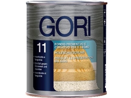 GORI -  Fondo GORI 11 curativo riempitivo e preventivo a base d'acqua per tutti i tipi di legno per esterni ed interni - col. INCOLORE - TRASPARENTE - q.ta 0,75 L