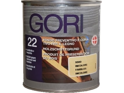 GORI -  Fondo GORI 22 curativo riempitivo e preventivo a sovente per tutti i tipi di legno per esterni ed interni - col. INCOLORE - TRASPARENTE - q.ta 5 L