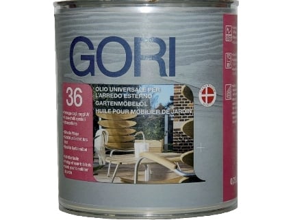 GORI -  Olio GORI 36 rigenerante per manutenzione per tutti i tipi di legno per arredamento da esterni - col. NOCE 7808 - q.ta 0,75 L