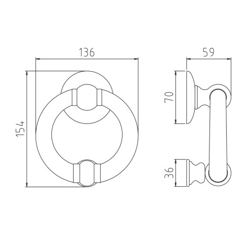 GHIDINI -  Battente MILENA ad anello - col. OCS-M18 - OTTONE CROMO SATINATO