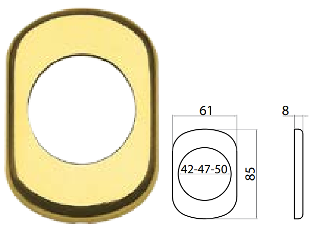 GHIDINI -  Bocchetta GHIBLI ovale per defender - mat. ALLUMINIO - col. F4 - ANODIZZATO BRONZO - dimensioni 62X86