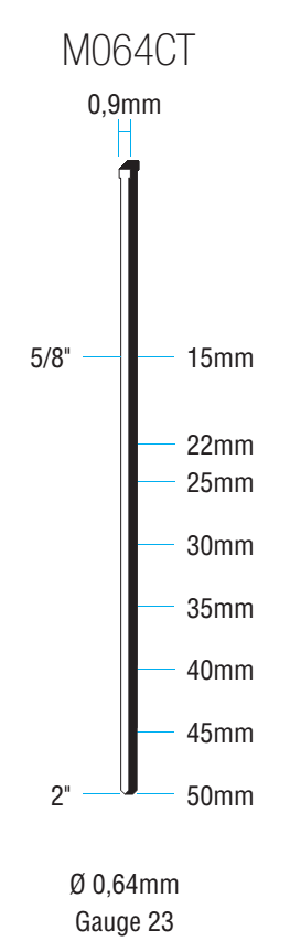 Groppino - Spillo M064CT per spillatrice - l. spillo min - max 20 - ø spillo min - max 0,64