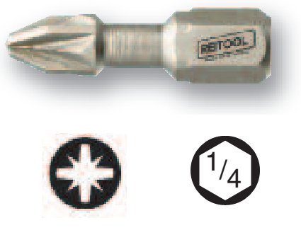 REIT -  Inserto ART. 320 croce ph per viti a testa a croce pozdriv - misura/forma N 1 X 25 - note N 1 - info TORSION