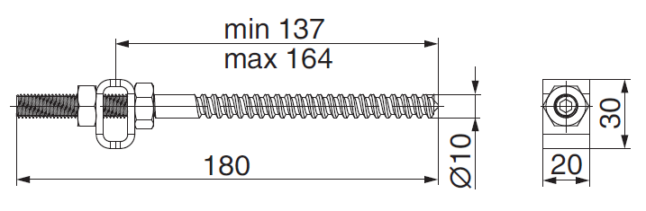 MAICO -  Perno RUSTICO supporto cardine monoblocco - col. NERO OPACO - dimensioni L=180