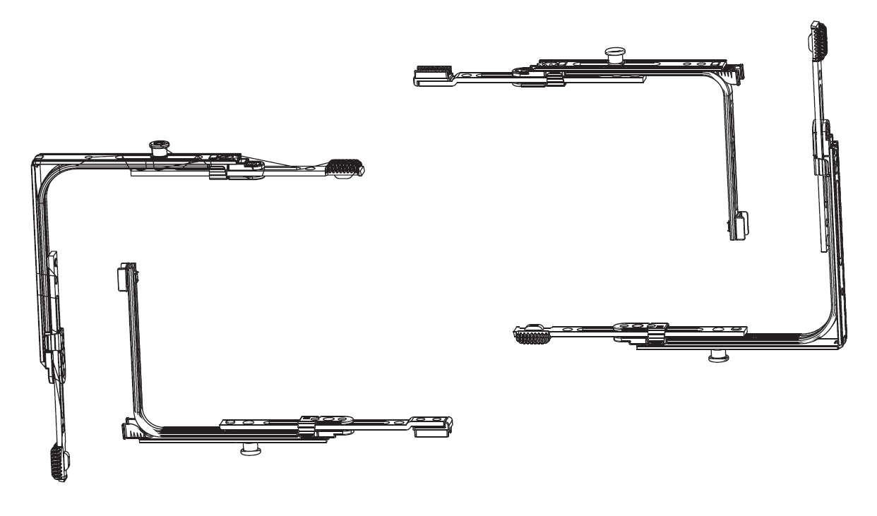 MAICO - Conf. Base Movimento RAIL-SYSTEMS angolare anta e ribalta normale - col. ARGENTO - a: 2 X MOVIMENTO ANG. CON 1 FUNGO - b: 2 X CHIUSURE VERT. CON 1 FUNGO