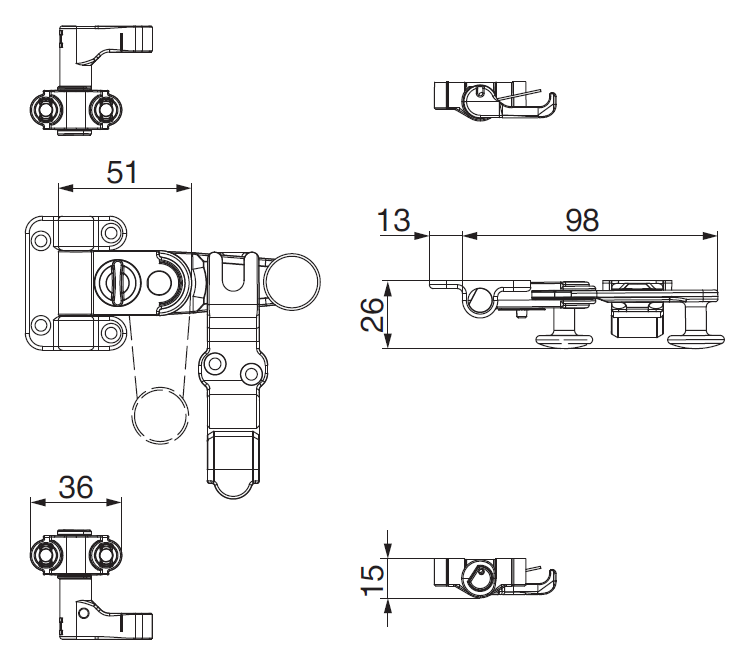 MAICO -  Spagnoletta RUSTICO kit senza aste 2 ante con sicura finale a gancio - col. GRIGIO - dimensioni 98 - note CORTA - info AUTOREGOLANTE L.36