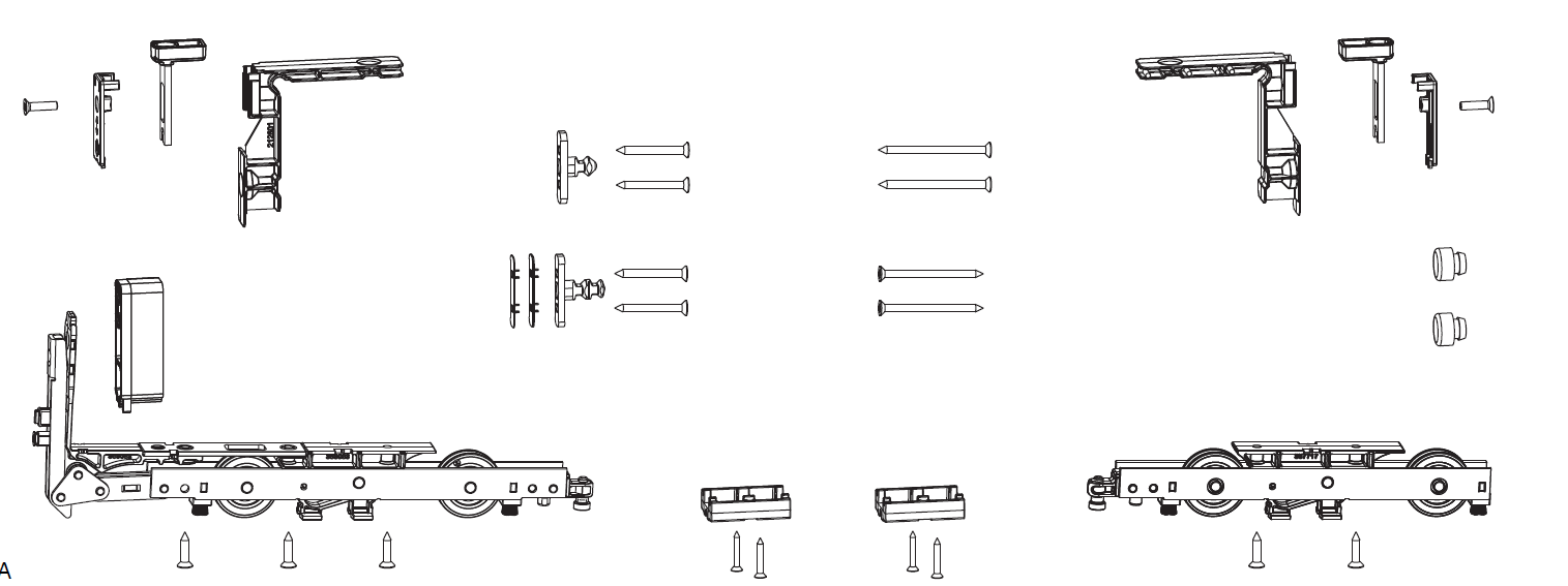 MAICO -  Carrello RAIL-SYSTEMS per alzante scorrevole confezione kit base - col. ARGENTO - note HS PVC GE/SA 300 KG - info GE/SA