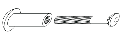 MAICO -  Bullone RUSTICO con quadro sotto testa completo di dado - col. NERO - ø mm M5X45 - l. utile 36 - 48 - utilizzo BANDELLA PERSIANE