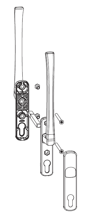 MAICO -  Maniglione Alzante RAIL-SYSTEMS scorrevole hs accoppiato con placca foro yale - col. TESTA DI MORO RAL 8022