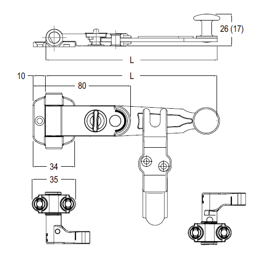 MAICO -  Spagnoletta RUSTICO kit senza aste 2 ante con finale a gancio - col. NERO OPACO - dimensioni 119 - note STANDARD