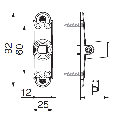 MAICO - Supporto Cardine RUSTICO su lama regolabile per monoblocco - dimensioni 92X25 SPORG. 20