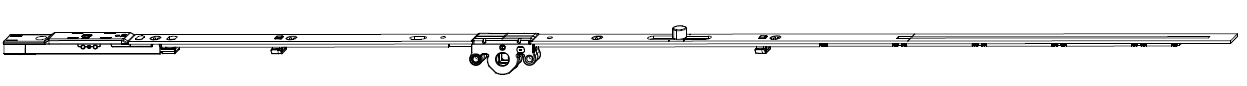 MAICO -  Cremonese MULTI-MATIC anta a bandiera altezza maniglia fissa con puntale chiusura ad espansione per seconda anta - gr / dim. 1590 - entrata 15 - alt. man. 600 - lbb/hbb 1341 - 1590