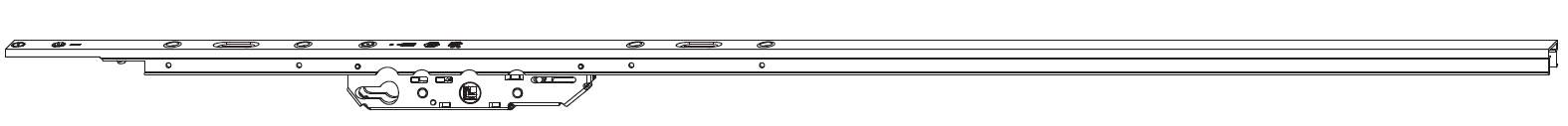 MAICO -  Cremonese RAIL-SYSTEMS per alzante scorrevole altezza maniglia fissa con chiusura a perni - gr / dim. 1 - L.1300 - entrata 37,5 - alt. man. 400 - lbb/hbb 745-1360