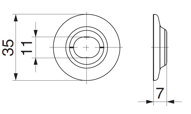 MAICO -  Rosetta CLASSIC tonda copriforo per cardini - col. GRIGIO - note M12 - dimensioni Ø35X7