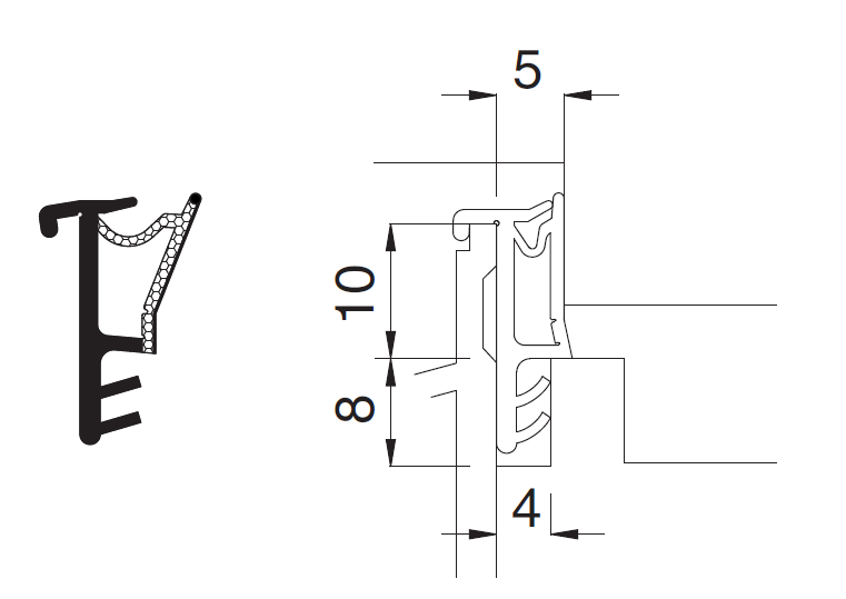 MAICO -  Guarnizione GUARNIZIONI per finestre centrale modelli speciali - mat. TPE SCHIUMATO - col. RUSTICAL - dimensioni SP6888 - note 45° - 90° - TSS - UNIV - info VENDITA AL METRO O CONFEZIONE 150MT