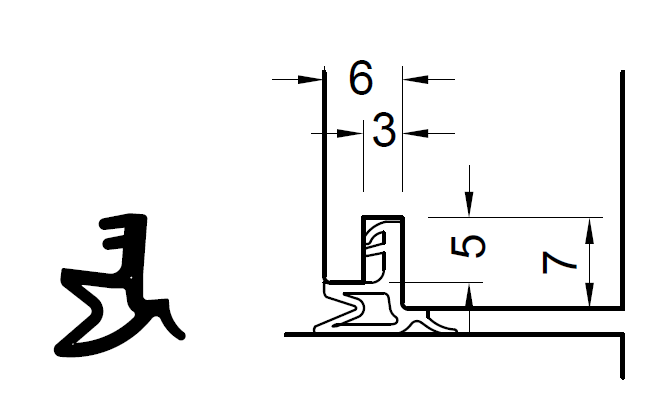 MAICO -  Guarnizione RAIL-SYSTEMS per alzante scorrevole coestrusa espansa all'acqua - col. RUSTICAL - note DS6906A - 90° - PERFORMANCE - lunghezza 25000
