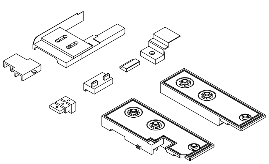 MAICO -  Tappo RAIL-SYSTEMS confezione accessori guida per alzante scorrevole - col. GRIGIO LUCE RAL 7035 - note CONFEZIONE ACCESSORI HS-P PER LISTELLI TENUTA IN LEGNO, SCHEMA A - dimensioni SX S=78 MM